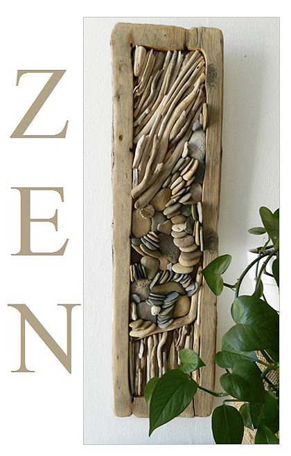 Un tableau en relief Zen - Au fil de l'eau - Bois flotté